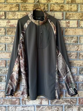 Men’s GSX Camo Jacket Size 2XL 1/4 Zip Hunter Green & Tan Excellent Condition!
